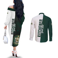 Personalised Canada Kitchener Couples Matching Off The Shoulder Long Sleeve Dress and Long Sleeve Button Shirt Ex Industria Prosperitas