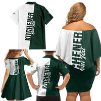 Personalised Canada Kitchener Family Matching Off Shoulder Short Dress and Hawaiian Shirt Ex Industria Prosperitas