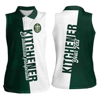 Personalised Canada Kitchener Women Sleeveless Polo Shirt Ex Industria Prosperitas