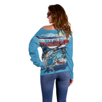 Personalized Costa Rica Blue Marlin Fishing Off Shoulder Sweater 2026 Season