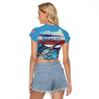 Personalized Costa Rica Blue Marlin Fishing Raglan Cropped T Shirt 2026 Season
