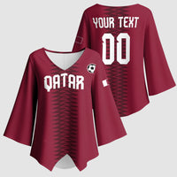 Custom Qatar 2026 World Football Kimono Sleeve Blouse Maroon Version
