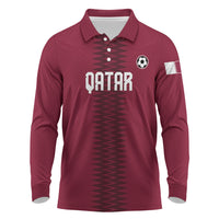 Custom Qatar 2026 World Football Long Sleeve Polo Shirt Maroon Version