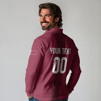 Custom Qatar 2026 World Football Long Sleeve Polo Shirt Maroon Version
