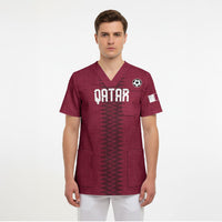 Custom Qatar 2026 World Football Scrub Top Maroon Version