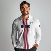 Custom Qatar 2026 World Football Long Sleeve Polo Shirt White Version