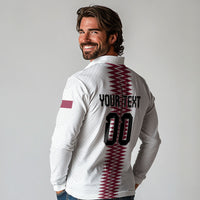 Custom Qatar 2026 World Football Long Sleeve Polo Shirt White Version