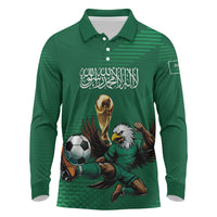 Custom Saudi Arabia 2026 World Football Long Sleeve Polo Shirt Arabian Green Falcons
