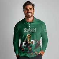 Custom Saudi Arabia 2026 World Football Long Sleeve Polo Shirt Arabian Green Falcons