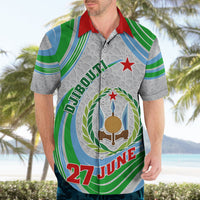 Custom 27 June Djibouti Independence Day Hawaiian Shirt Jabuuti Emblem Mix Islamic Pattern - Wonder Print Shop