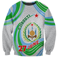 Custom 27 June Djibouti Independence Day Sweatshirt Jabuuti Emblem Mix Islamic Pattern - Wonder Print Shop