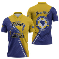 Personalised Bosnia and Herzegovina 2026 Zipper Polo Shirt Already in America