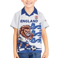 England 2024 Football Family Matching Off The Shoulder Long Sleeve Dress and Hawaiian Shirt Three Lions Go Champions - Wonder Print Shop