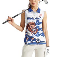 England 2024 Football Women Sleeveless Polo Shirt Three Lions Go Champions - Wonder Print Shop