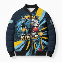 Custom Saint Lucia Cricket Bomber Puffer Jacket Go Champion St Lucia Lion Kings - Wonder Print Shop