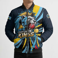 Custom Saint Lucia Cricket Bomber Puffer Jacket Go Champion St Lucia Lion Kings - Wonder Print Shop