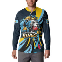Custom Saint Lucia Cricket Button Sweatshirt Go Champion St Lucia Lion Kings - Wonder Print Shop