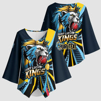 Custom Saint Lucia Cricket Kimono Sleeve Blouse Go Champion St Lucia Lion Kings - Wonder Print Shop