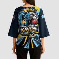 Custom Saint Lucia Cricket Kimono Sleeve Blouse Go Champion St Lucia Lion Kings - Wonder Print Shop