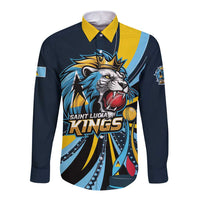Custom Saint Lucia Cricket Long Sleeve Button Shirt Go Champion St Lucia Lion Kings - Wonder Print Shop