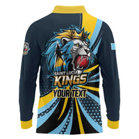 Custom Saint Lucia Cricket Long Sleeve Polo Shirt Go Champion St Lucia Lion Kings - Wonder Print Shop