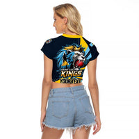 Custom Saint Lucia Cricket Raglan Cropped T Shirt Go Champion St Lucia Lion Kings - Wonder Print Shop