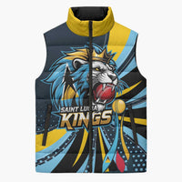 Custom Saint Lucia Cricket Sleeveless Puffer Jacket Go Champion St Lucia Lion Kings - Wonder Print Shop