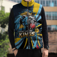 Custom Saint Lucia Cricket Sleeveless Puffer Jacket Go Champion St Lucia Lion Kings - Wonder Print Shop