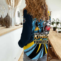 Custom Saint Lucia Cricket Women Casual Shirt Go Champion St Lucia Lion Kings - Wonder Print Shop