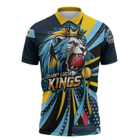 Custom Saint Lucia Cricket Zipper Polo Shirt Go Champion St Lucia Lion Kings - Wonder Print Shop