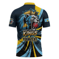 Custom Saint Lucia Cricket Zipper Polo Shirt Go Champion St Lucia Lion Kings - Wonder Print Shop
