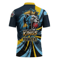 Custom Saint Lucia Cricket Zipper Polo Shirt Go Champion St Lucia Lion Kings - Wonder Print Shop