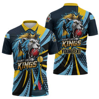Custom Saint Lucia Cricket Zipper Polo Shirt Go Champion St Lucia Lion Kings - Wonder Print Shop
