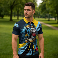 Custom Saint Lucia Cricket Zipper Polo Shirt Go Champion St Lucia Lion Kings - Wonder Print Shop