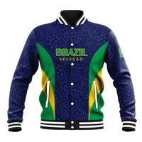 Custom Brazil Football Baseball Jacket Canary Squad Go Champions - Wonder Print Shop