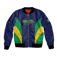 Custom Brazil Football Bomber Jacket Canary Squad Go Champions - Wonder Print Shop