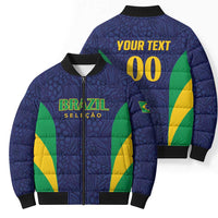 Custom Brazil Football Bomber Puffer Jacket Canary Squad Go Champions - Wonder Print Shop