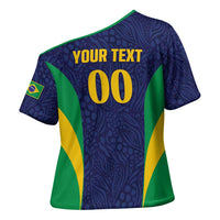Custom Brazil Football Cross Shoulder Shirt Canary Squad Go Champions - Wonder Print Shop