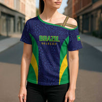 Custom Brazil Football Cross Shoulder Shirt Canary Squad Go Champions - Wonder Print Shop