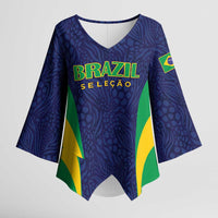 Custom Brazil Football Kimono Sleeve Blouse Canary Squad Go Champions - Wonder Print Shop