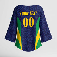 Custom Brazil Football Kimono Sleeve Blouse Canary Squad Go Champions - Wonder Print Shop