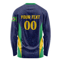 Custom Brazil Football Long Sleeve Shirt Canary Squad Go Champions - Wonder Print Shop