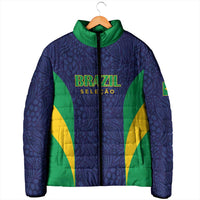 Custom Brazil Football Padded Jacket Canary Squad Go Champions - Wonder Print Shop