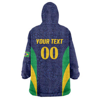 Custom Brazil Football Wearable Blanket Hoodie Canary Squad Go Champions - Wonder Print Shop