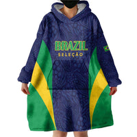Custom Brazil Football Wearable Blanket Hoodie Canary Squad Go Champions - Wonder Print Shop