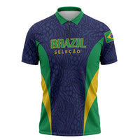 Custom Brazil Football Zipper Polo Shirt Canary Squad Go Champions - Wonder Print Shop