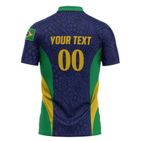Custom Brazil Football Zipper Polo Shirt Canary Squad Go Champions - Wonder Print Shop