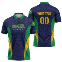 Custom Brazil Football Zipper Polo Shirt Canary Squad Go Champions - Wonder Print Shop