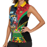 Custom Cricket Match 2025 Women Sleeveless Polo Shirt Amazon Warriors Guyana Vs Kings St Lucia - Wonder Print Shop