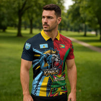 Custom Cricket Match 2025 Zipper Polo Shirt Amazon Warriors Guyana Vs Kings St Lucia - Wonder Print Shop